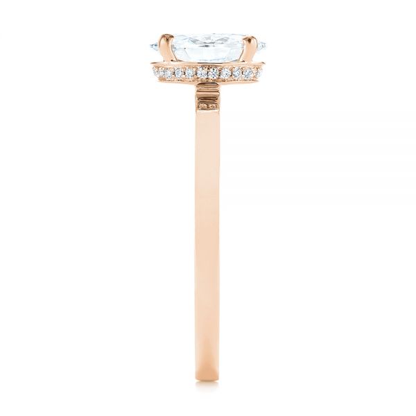 14k Rose Gold 14k Rose Gold Oval Diamond Hidden Halo Engagement Ring - Side View - 105071
