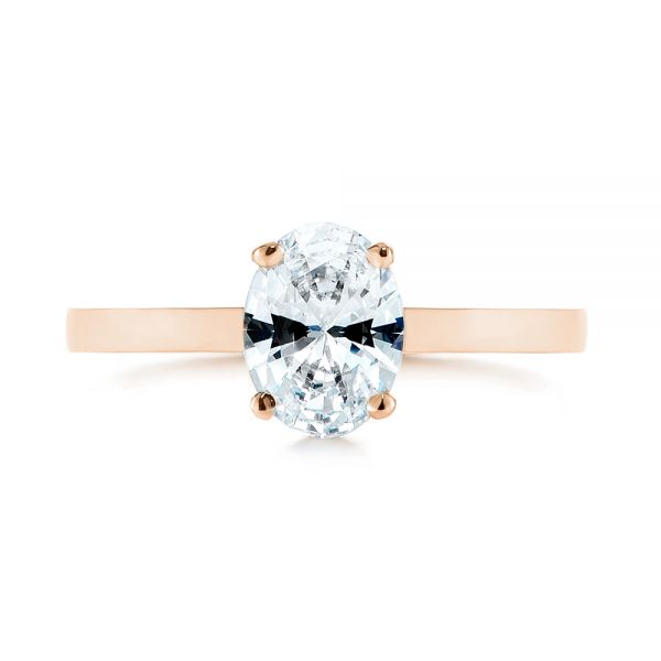14k Rose Gold 14k Rose Gold Oval Diamond Hidden Halo Engagement Ring - Top View - 105071