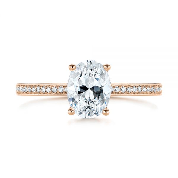 14k Rose Gold 14k Rose Gold Oval Diamond Hidden Halo Engagement Ring - Top View -  105126