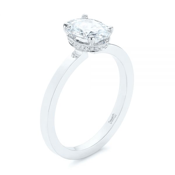 Oval Diamond Hidden Halo Engagement Ring - Image