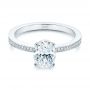 14k White Gold Oval Diamond Hidden Halo Engagement Ring - Flat View -  105126 - Thumbnail