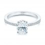 18k White Gold 18k White Gold Oval Diamond Hidden Halo Engagement Ring - Flat View -  105126 - Thumbnail