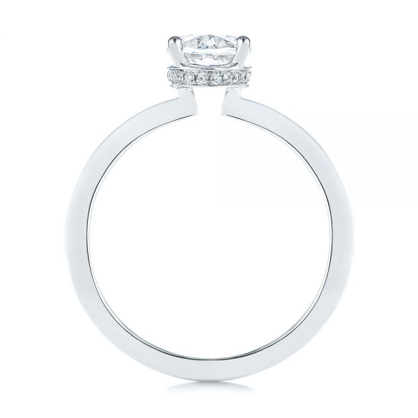 14k White Gold Oval Diamond Hidden Halo Engagement Ring - Front View -  105126