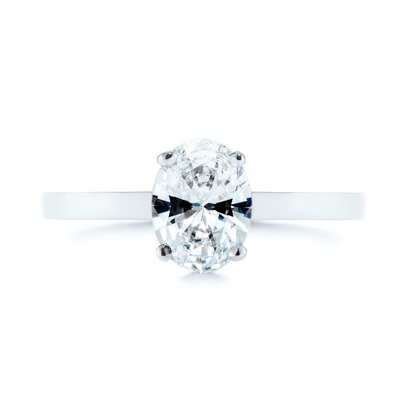  Platinum Platinum Oval Diamond Hidden Halo Engagement Ring - Top View -  105071