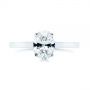 18k White Gold 18k White Gold Oval Diamond Hidden Halo Engagement Ring - Top View -  105071 - Thumbnail