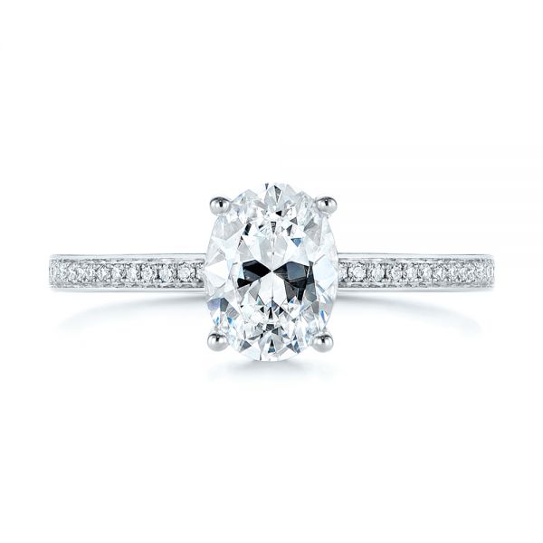  Platinum Platinum Oval Diamond Hidden Halo Engagement Ring - Top View -  105126