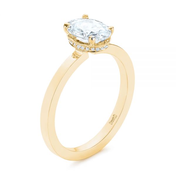 The Classic Hidden Halo Oval Engagement Ring in Yellow gold