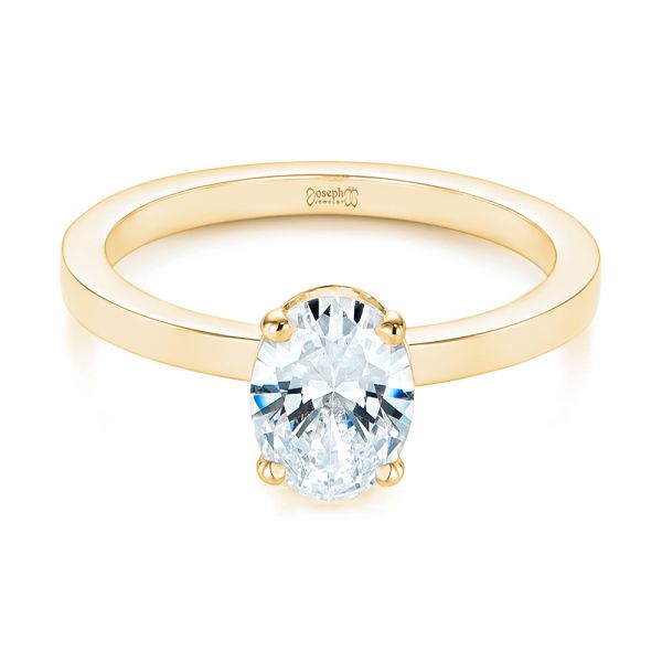 14k Yellow Gold 14k Yellow Gold Oval Diamond Hidden Halo Engagement Ring - Flat View - 105071
