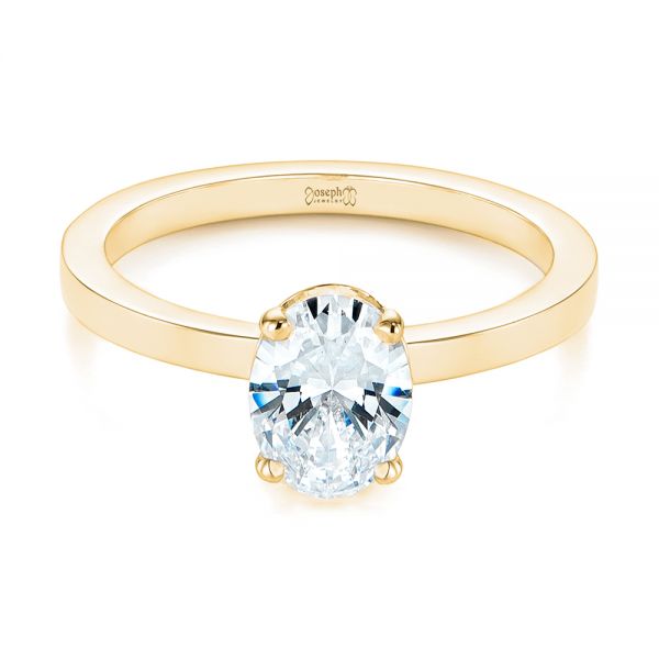 14k Yellow Gold 14k Yellow Gold Oval Diamond Hidden Halo Engagement Ring - Flat View -  105071