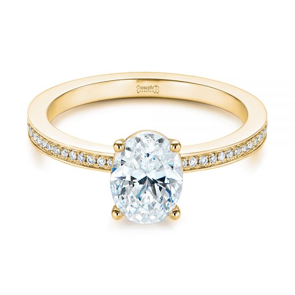 14k Yellow Gold 14k Yellow Gold Oval Diamond Hidden Halo Engagement Ring - Flat View -  105126