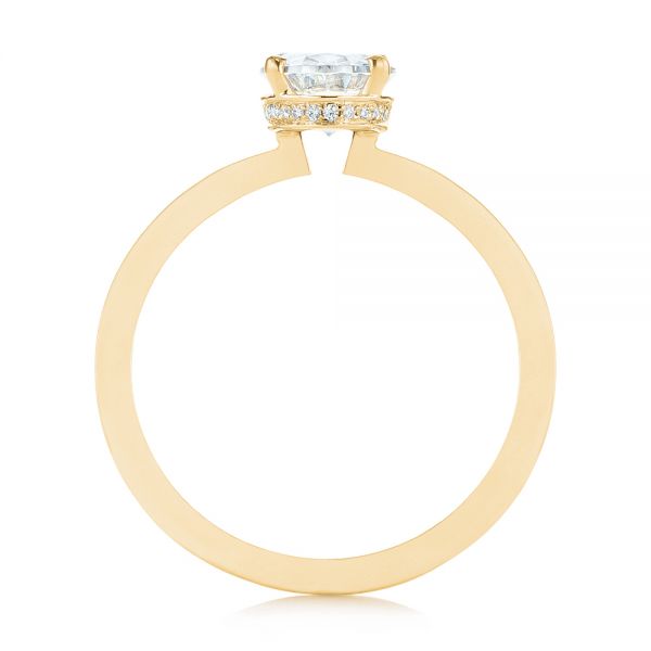 18k Yellow Gold 18k Yellow Gold Oval Diamond Hidden Halo Engagement Ring - Front View -  105071