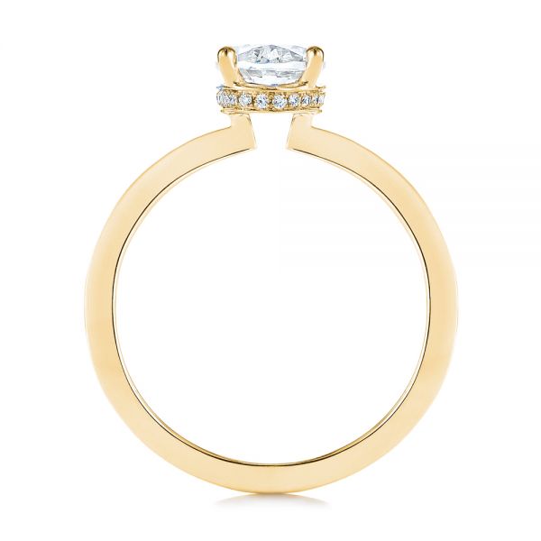 18k Yellow Gold 18k Yellow Gold Oval Diamond Hidden Halo Engagement Ring - Front View - 105126