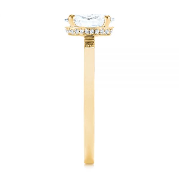14k Yellow Gold 14k Yellow Gold Oval Diamond Hidden Halo Engagement Ring - Side View - 105071