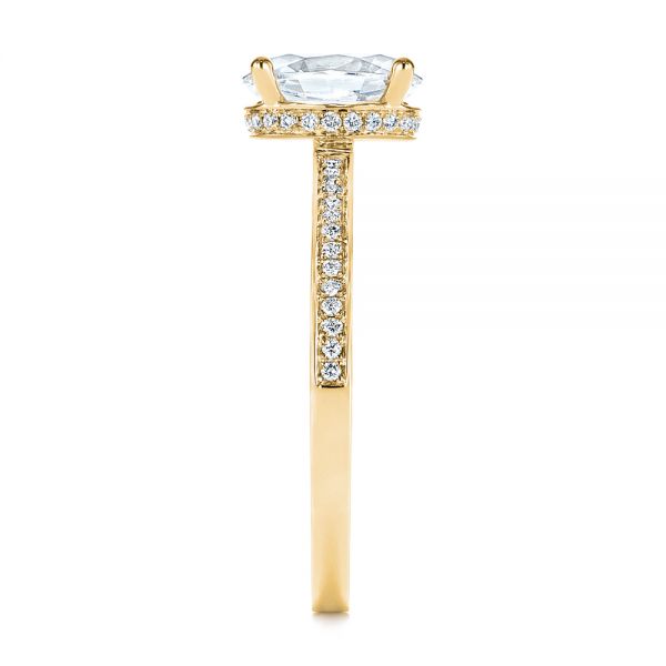 18k Yellow Gold 18k Yellow Gold Oval Diamond Hidden Halo Engagement Ring - Side View - 105126