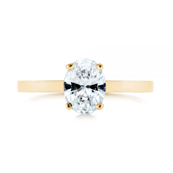 14k Yellow Gold 14k Yellow Gold Oval Diamond Hidden Halo Engagement Ring - Top View - 105071