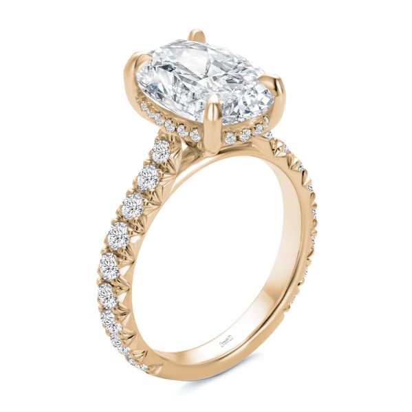14k Rose Gold 14k Rose Gold Oval Diamond Pave Engagement Ring - Three-Quarter View -  108329 - Thumbnail