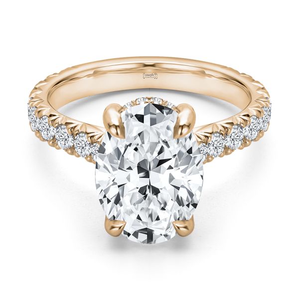 14k Rose Gold 14k Rose Gold Oval Diamond Pave Engagement Ring - Flat View -  108329 - Thumbnail