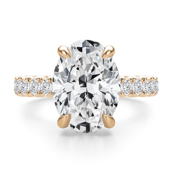 14k Rose Gold 14k Rose Gold Oval Diamond Pave Engagement Ring - Top View -  108329 - Thumbnail