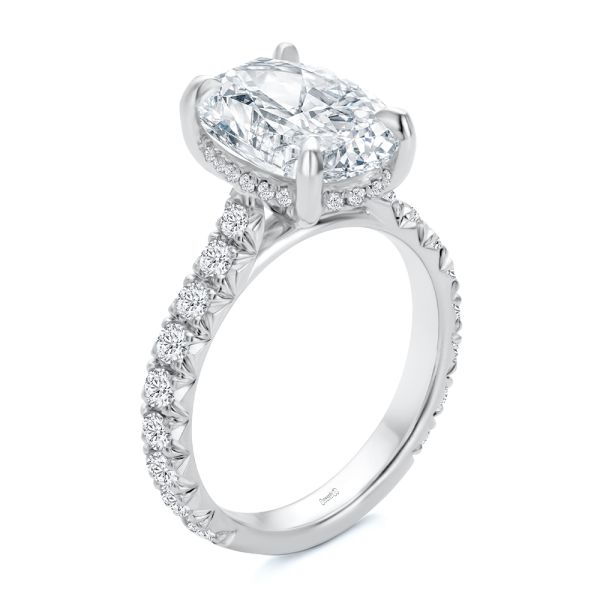 Oval Diamond Pave Engagement Ring - Image