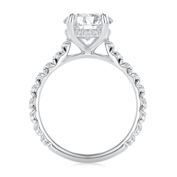 14k White Gold Oval Diamond Pave Engagement Ring - Front View -  108329 - Thumbnail
