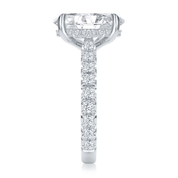 14k White Gold Oval Diamond Pave Engagement Ring - Side View -  108329 - Thumbnail