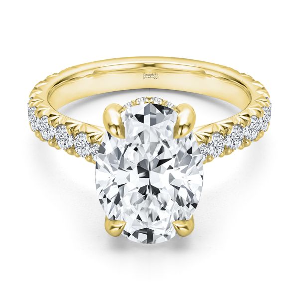 14k Yellow Gold 14k Yellow Gold Oval Diamond Pave Engagement Ring - Flat View -  108329 - Thumbnail