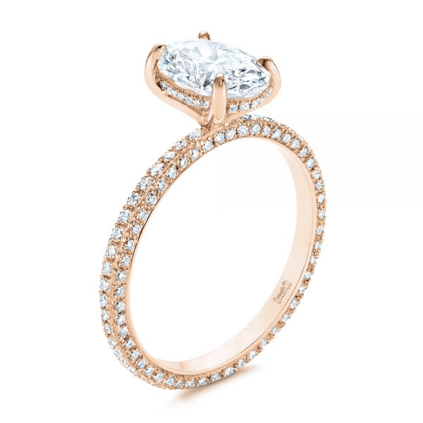 14k Rose Gold 14k Rose Gold Oval Diamond And Pave Engagement Ring - Three-Quarter View -  105744 - Thumbnail