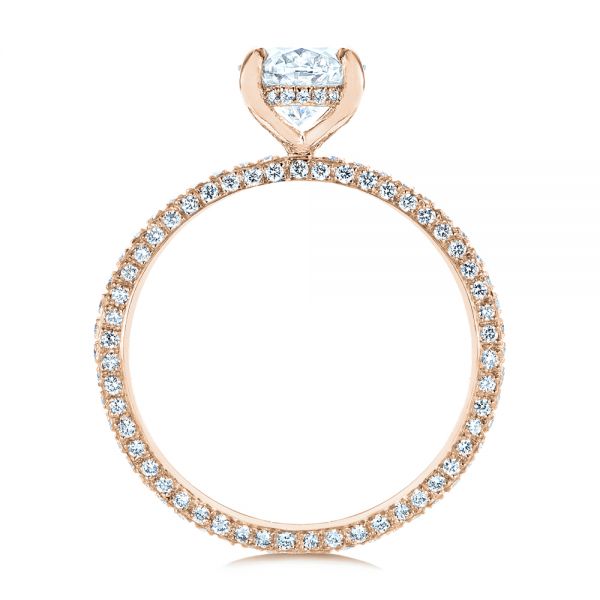 18k Rose Gold 18k Rose Gold Oval Diamond And Pave Engagement Ring - Front View -  105744 - Thumbnail