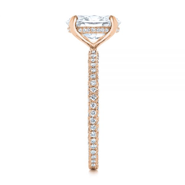 18k Rose Gold 18k Rose Gold Oval Diamond And Pave Engagement Ring - Side View -  105744 - Thumbnail