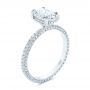  Platinum Oval Diamond And Pave Engagement Ring - Three-Quarter View -  105744 - Thumbnail