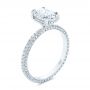 14k White Gold 14k White Gold Oval Diamond And Pave Engagement Ring - Three-Quarter View -  105744 - Thumbnail