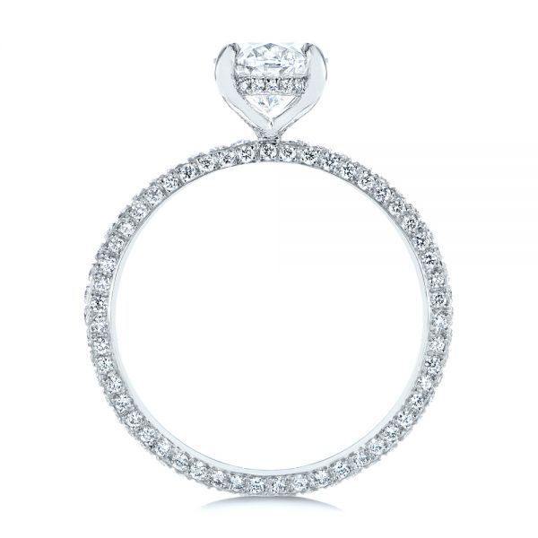  Platinum Oval Diamond And Pave Engagement Ring - Front View -  105744