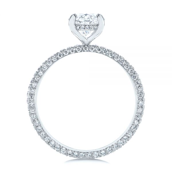 Platinum Oval Diamond And Pave Engagement Ring - Front View - 105744