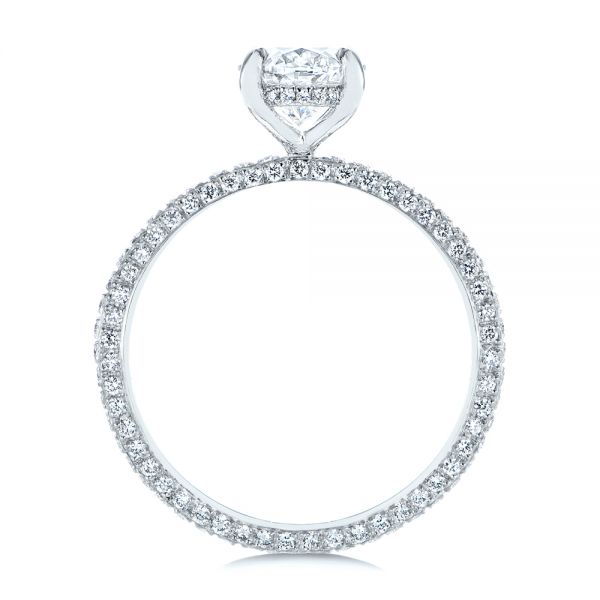  Platinum Oval Diamond And Pave Engagement Ring - Front View -  105744 - Thumbnail