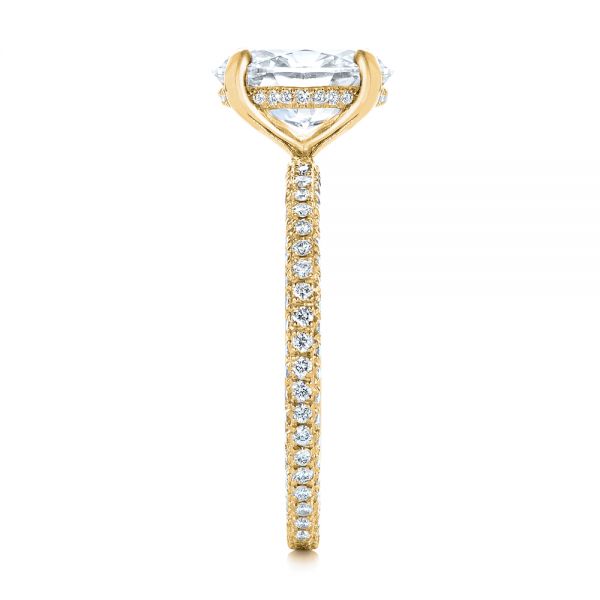 18k Yellow Gold 18k Yellow Gold Oval Diamond And Pave Engagement Ring - Side View - 105744