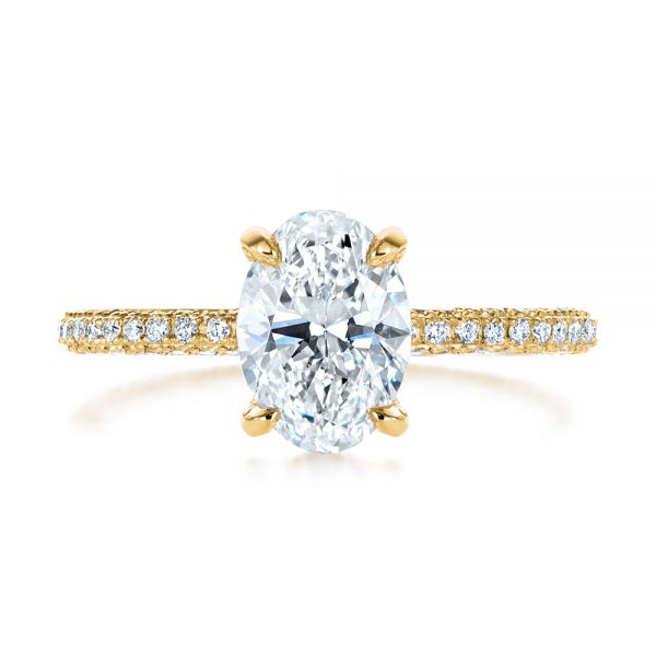 18k Yellow Gold 18k Yellow Gold Oval Diamond And Pave Engagement Ring - Top View -  105744 - Thumbnail