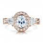 18k Rose Gold 18k Rose Gold Oval Engagement Ring Half Moon Side Stones- Vanna K - Top View -  100045 - Thumbnail
