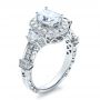 18k White Gold Oval Engagement Ring Half Moon Side Stones- Vanna K - Three-Quarter View -  100045 - Thumbnail