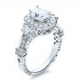 14k White Gold 14k White Gold Oval Engagement Ring Half Moon Side Stones- Vanna K - Three-Quarter View -  100045 - Thumbnail