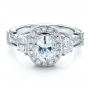  Platinum Platinum Oval Engagement Ring Half Moon Side Stones- Vanna K - Flat View -  100045 - Thumbnail