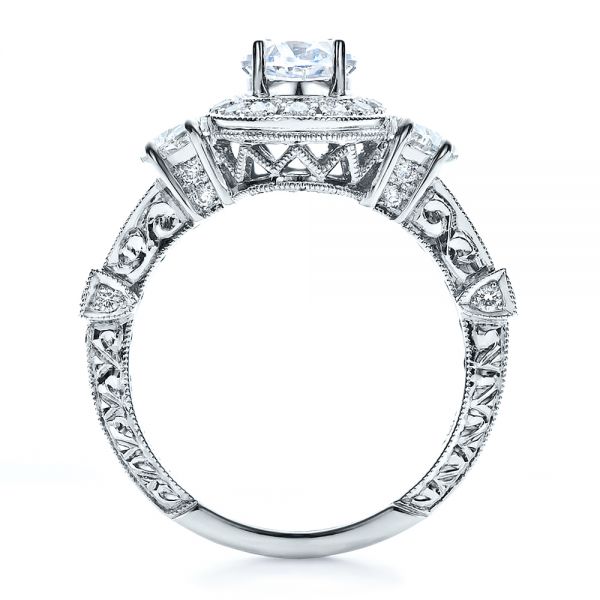  Platinum Platinum Oval Engagement Ring Half Moon Side Stones- Vanna K - Front View -  100045