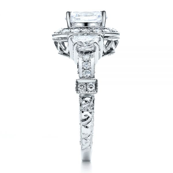  Platinum Platinum Oval Engagement Ring Half Moon Side Stones- Vanna K - Side View -  100045