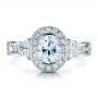 18k White Gold Oval Engagement Ring Half Moon Side Stones- Vanna K - Top View -  100045 - Thumbnail