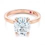 18k Rose Gold 18k Rose Gold Oval Moissanite And Diamond Engagement Ring - Flat View -  105715 - Thumbnail