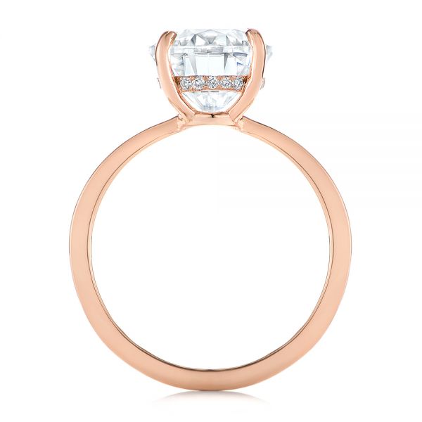 18k Rose Gold 18k Rose Gold Oval Moissanite And Diamond Engagement Ring - Front View -  105715