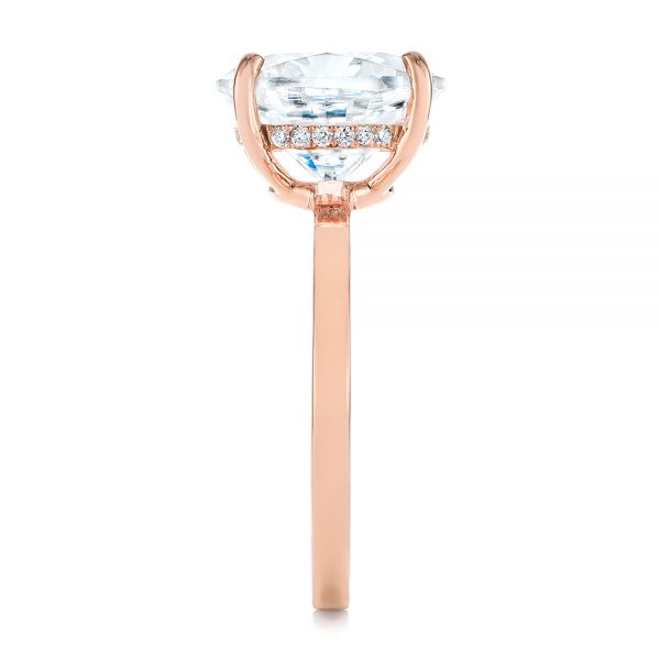 14k Rose Gold Oval Moissanite And Diamond Engagement Ring - Side View -  105715