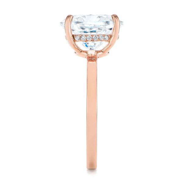 14k Rose Gold Oval Moissanite And Diamond Engagement Ring - Side View - 105715