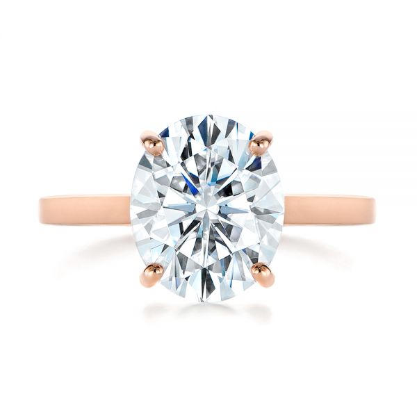 14k Rose Gold Oval Moissanite And Diamond Engagement Ring - Top View - 105715