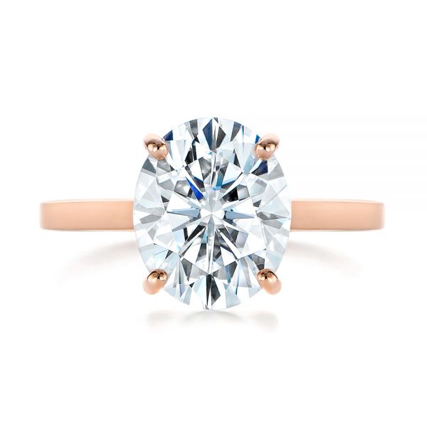 18k Rose Gold 18k Rose Gold Oval Moissanite And Diamond Engagement Ring - Top View -  105715