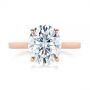 18k Rose Gold 18k Rose Gold Oval Moissanite And Diamond Engagement Ring - Top View -  105715 - Thumbnail